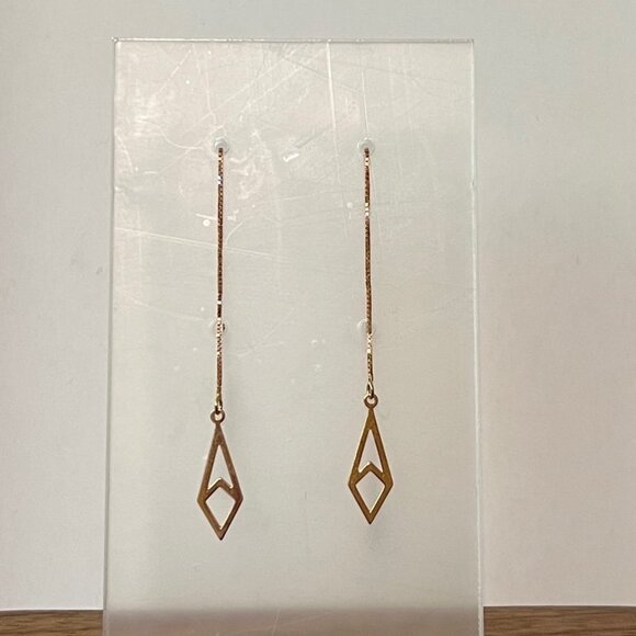 Rose gold threader dangle drop earrings 14KT EUC/rarely worn - Picture 6 of 7